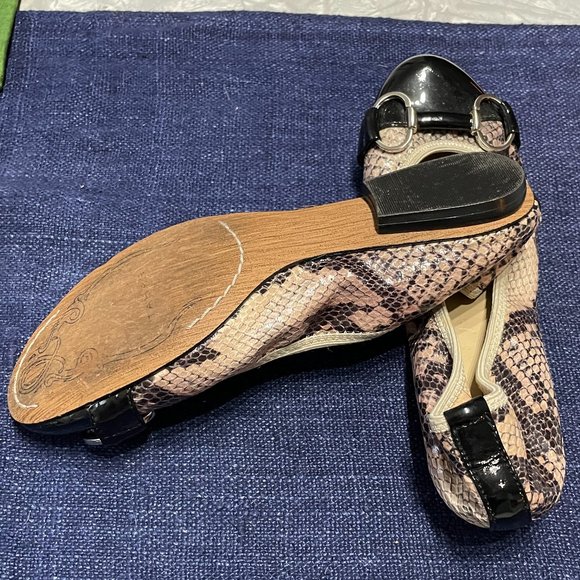 TAHARI Gustave  Leather Patent and Faux Snakeskin Ballet Flats - Picture 3 of 5